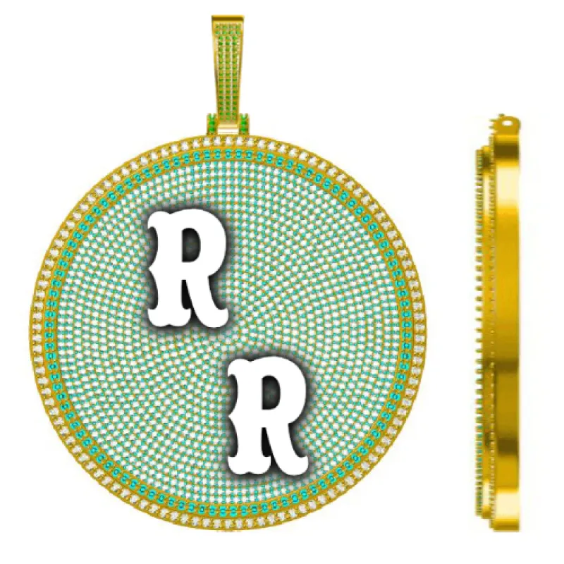 CUSTOM LETTER NECKLACE 3D BIG DISC sold by The GUU Shop