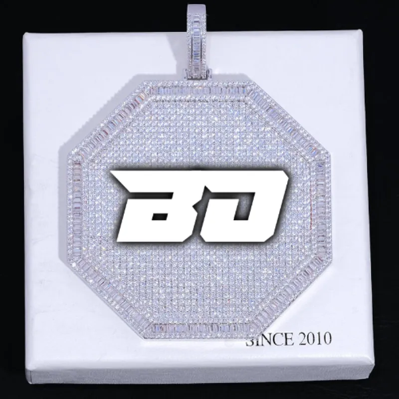 CUSTOM LETTER NECKLACE 3D BIG OCTAGON sold by The GUU Shop