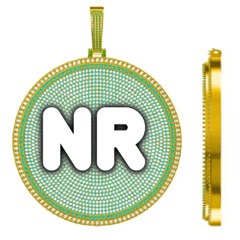 CUSTOM LETTER NECKLACE 3D BIG DISC sold by The GUU Shop