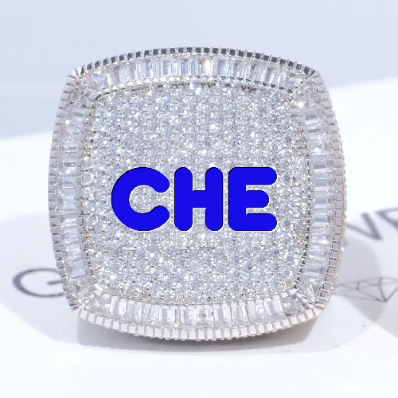 CUSTOM LETTER 3D ICED RING sold by The GUU Shop