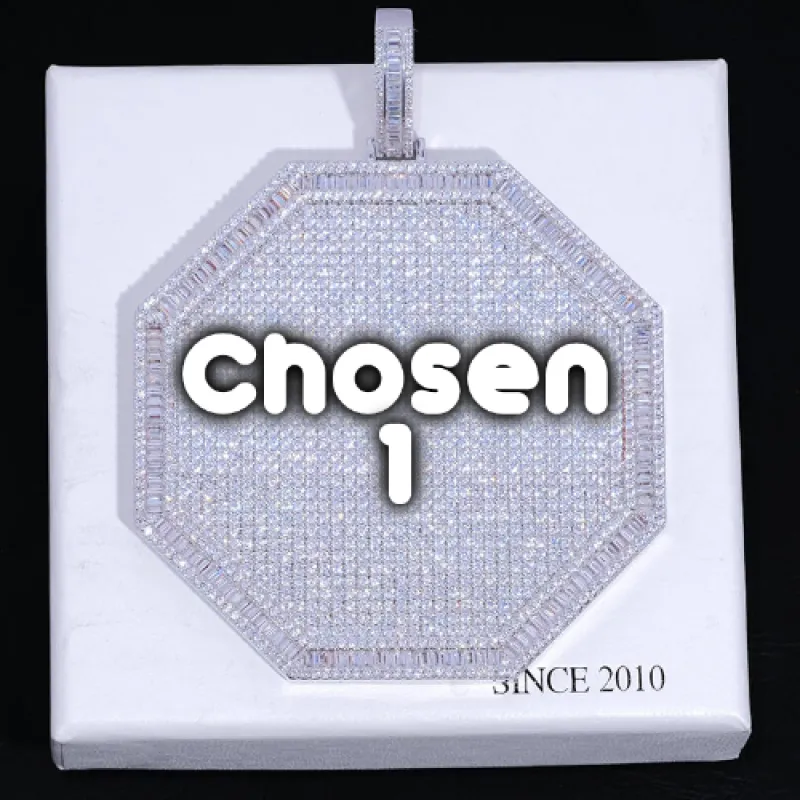 CUSTOM LETTER NECKLACE 3D BIG OCTAGON sold by The GUU Shop