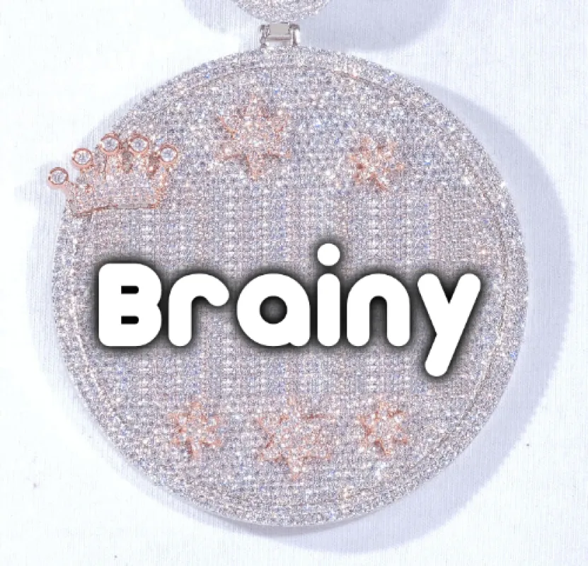 CUSTOM LETTER NECKLACE 3D BIG CROWN DISC made by The GUU Shop