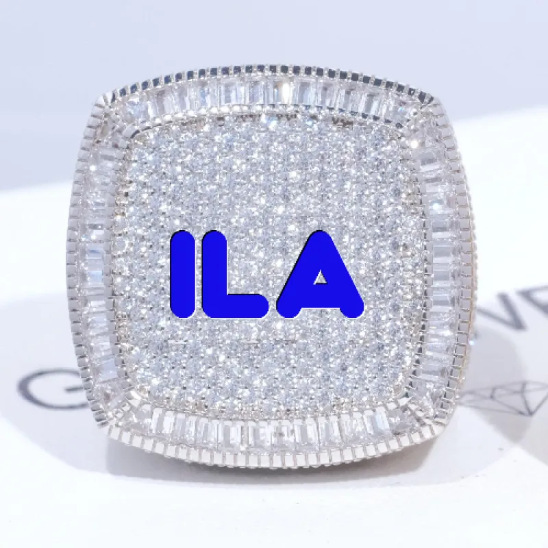 CUSTOM LETTER 3D ICED RING sold by The GUU Shop