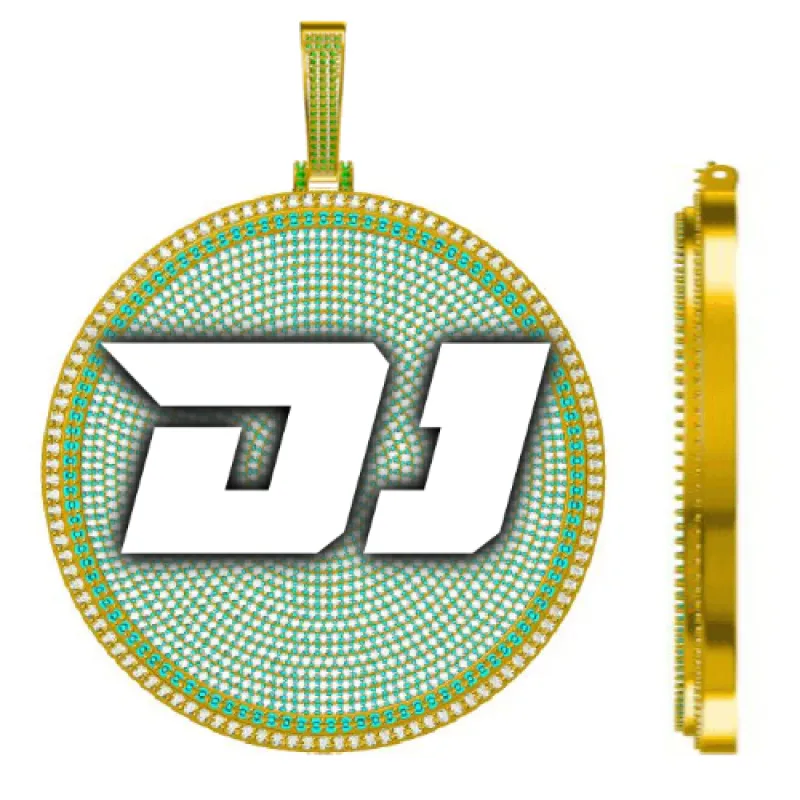 CUSTOM LETTER NECKLACE 3D BIG DISC sold by The GUU Shop