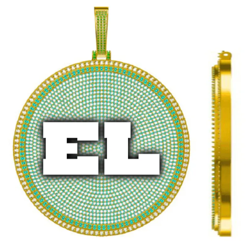 CUSTOM LETTER NECKLACE 3D BIG DISC sold by The GUU Shop