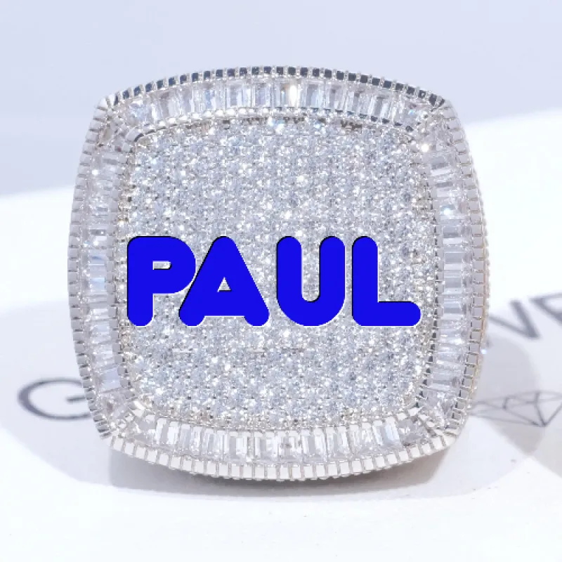 CUSTOM LETTER 3D ICED RING sold by The GUU Shop