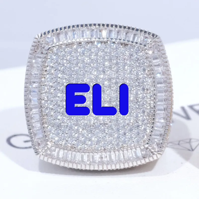 CUSTOM LETTER 3D ICED RING sold by The GUU Shop