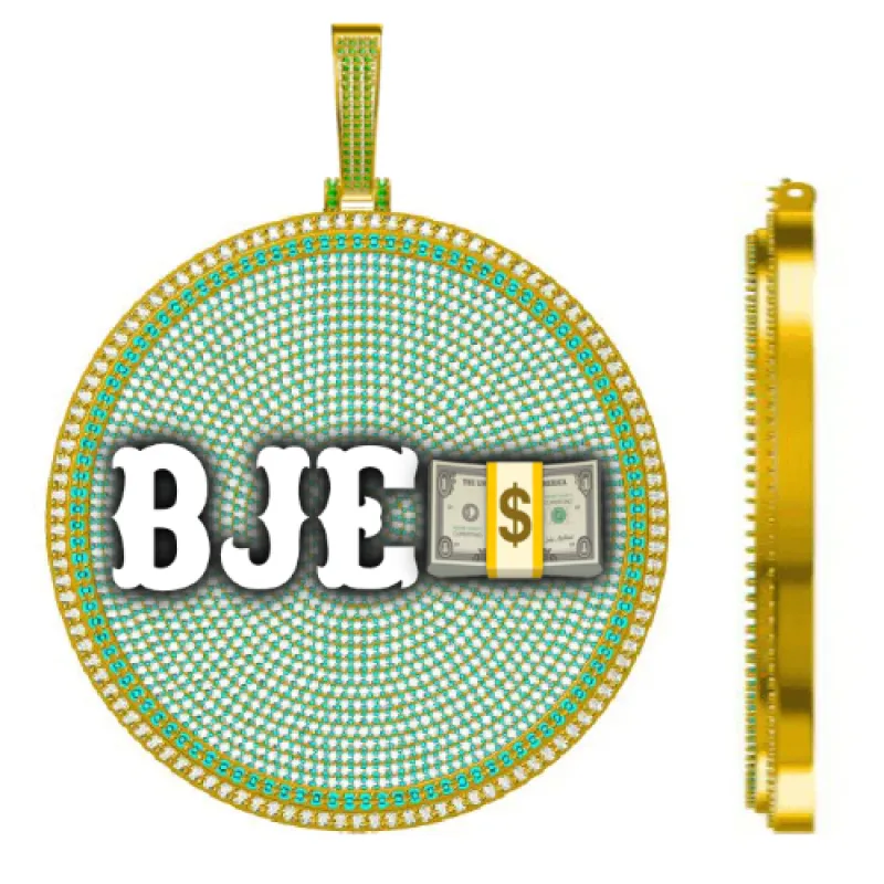 CUSTOM LETTER NECKLACE 3D BIG DISC sold by The GUU Shop