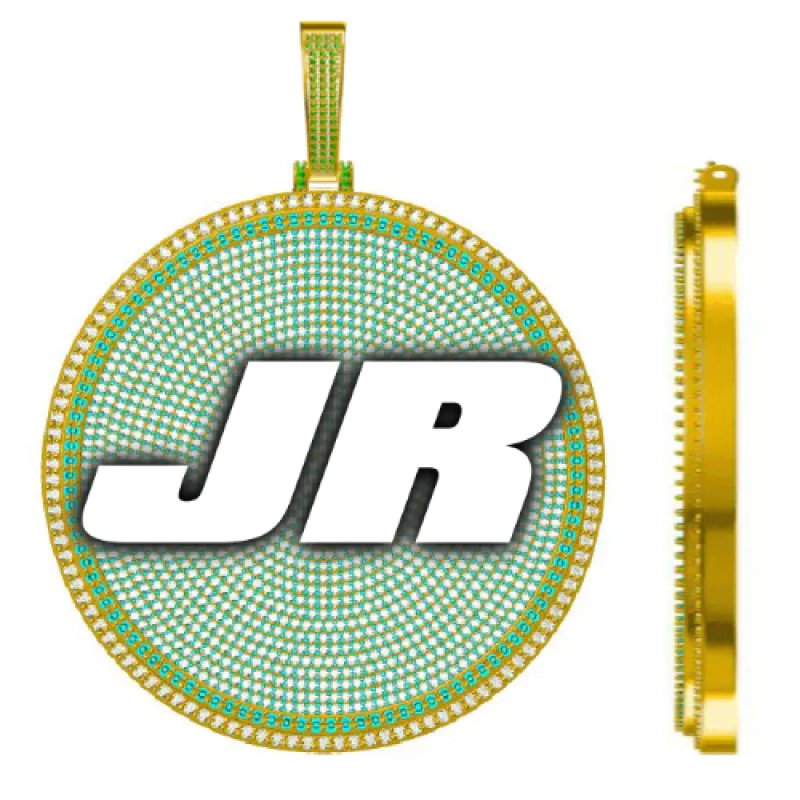 CUSTOM LETTER NECKLACE 3D BIG DISC sold by The GUU Shop