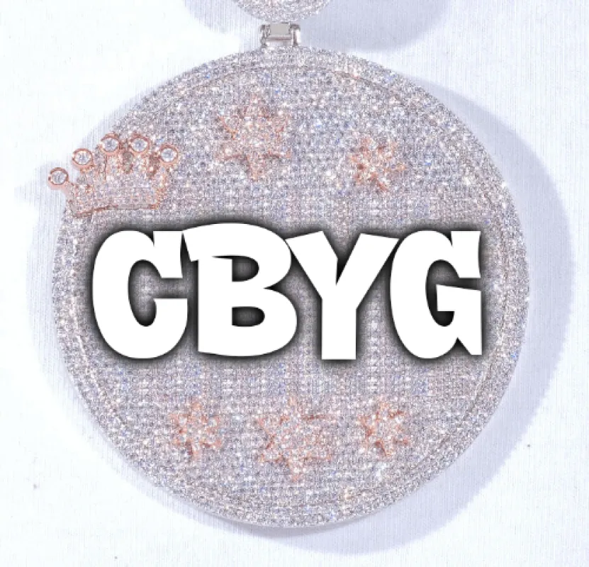 CUSTOM LETTER NECKLACE 3D BIG CROWN DISC sold by The GUU Shop