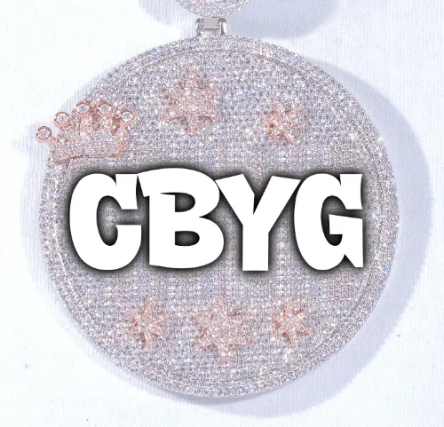 CUSTOM LETTER NECKLACE 3D BIG CROWN DISC sold by The GUU Shop