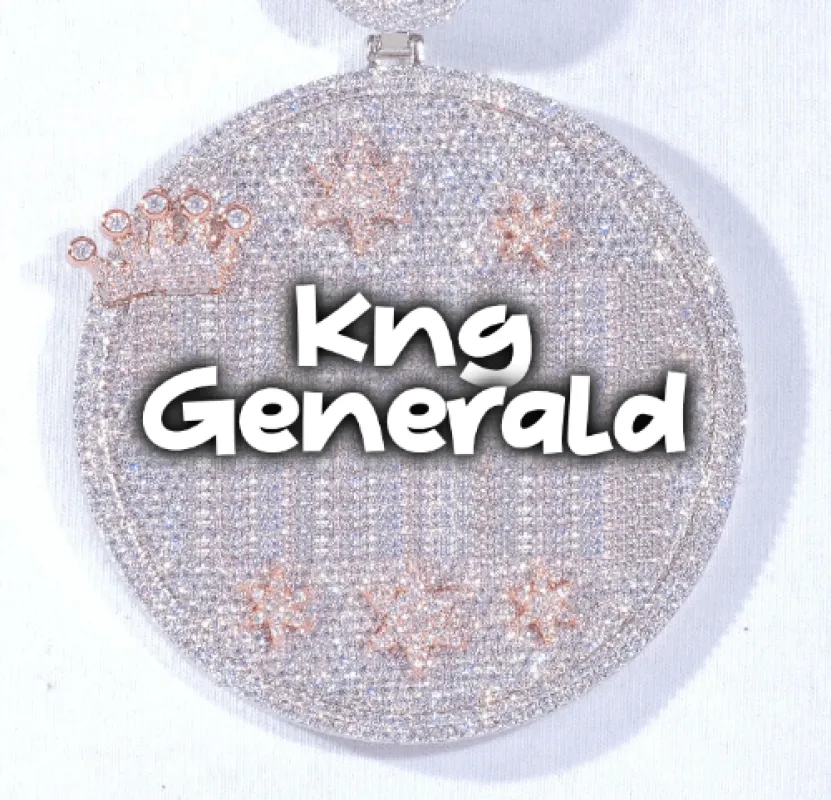 CUSTOM LETTER NECKLACE 3D BIG CROWN DISC sold by The GUU Shop