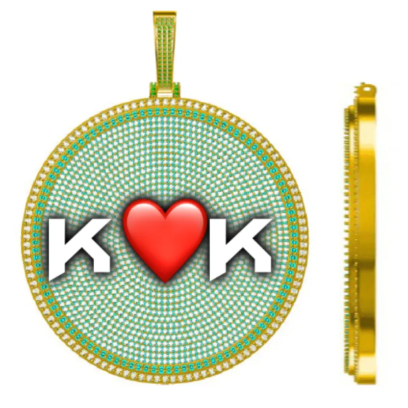 CUSTOM LETTER NECKLACE 3D BIG DISC sold by The GUU Shop