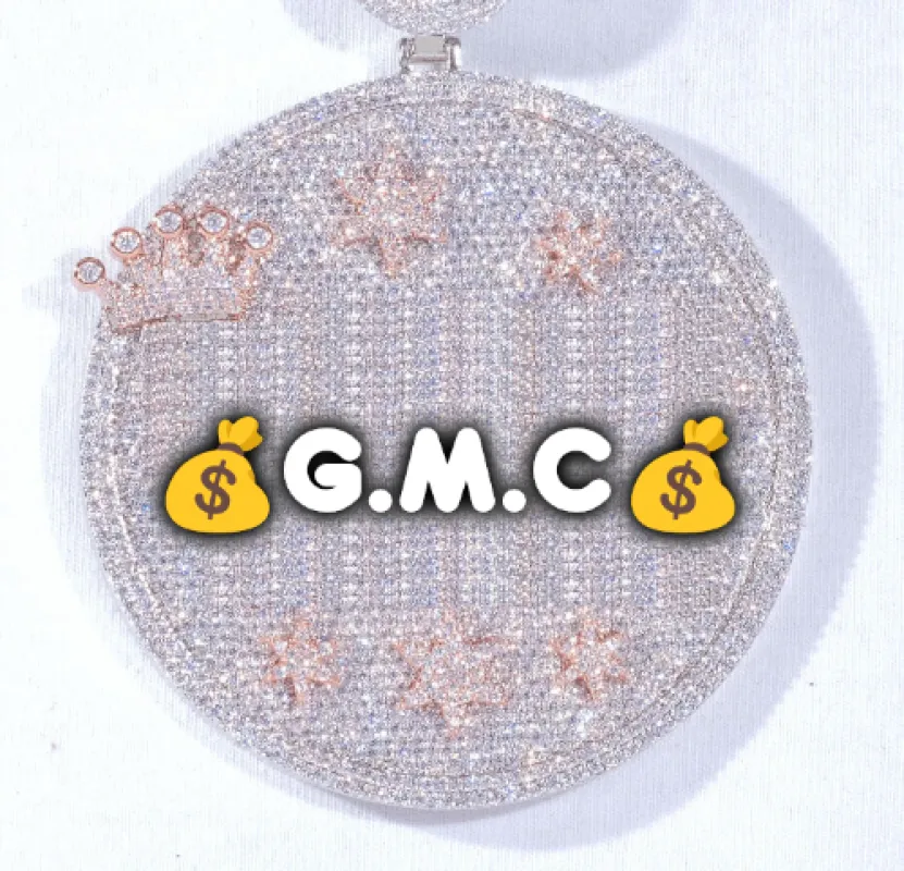 CUSTOM LETTER NECKLACE 3D BIG CROWN DISC sold by The GUU Shop