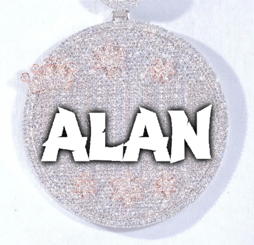 CUSTOM LETTER NECKLACE 3D BIG CROWN DISC sold by The GUU Shop