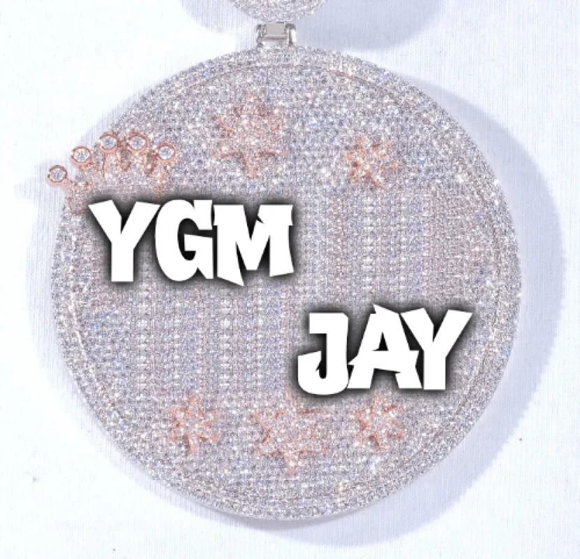 CUSTOM LETTER NECKLACE 3D BIG CROWN DISC sold by The GUU Shop