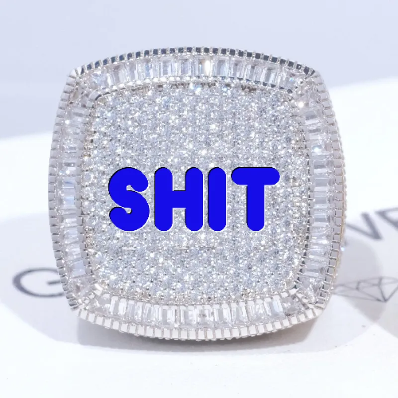 CUSTOM LETTER 3D ICED RING sold by The GUU Shop