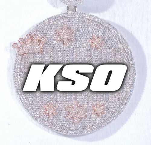 CUSTOM LETTER NECKLACE 3D BIG CROWN DISC sold by The GUU Shop