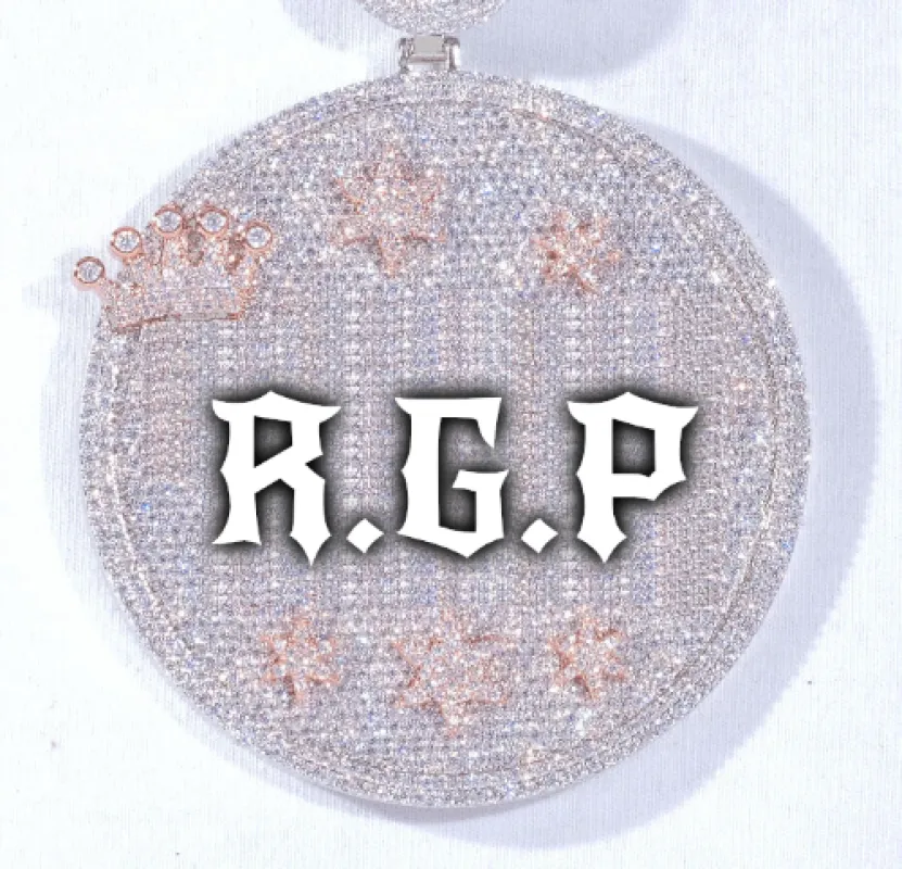 CUSTOM LETTER NECKLACE 3D BIG CROWN DISC sold by The GUU Shop