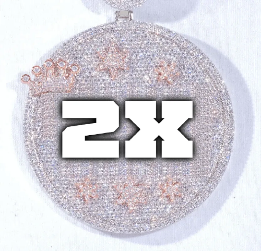 CUSTOM LETTER NECKLACE 3D BIG CROWN DISC sold by The GUU Shop