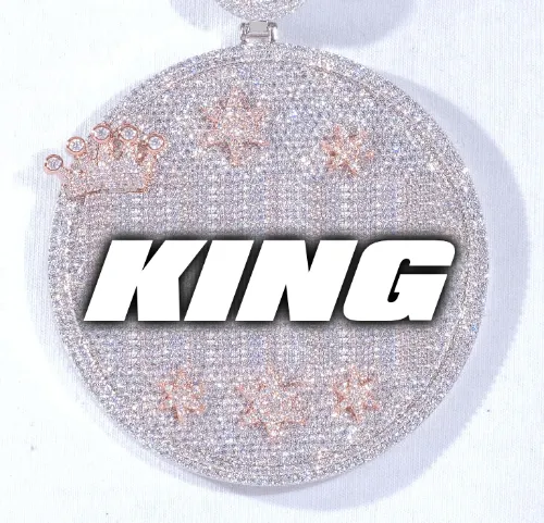 CUSTOM LETTER NECKLACE 3D BIG CROWN DISC sold by The GUU Shop