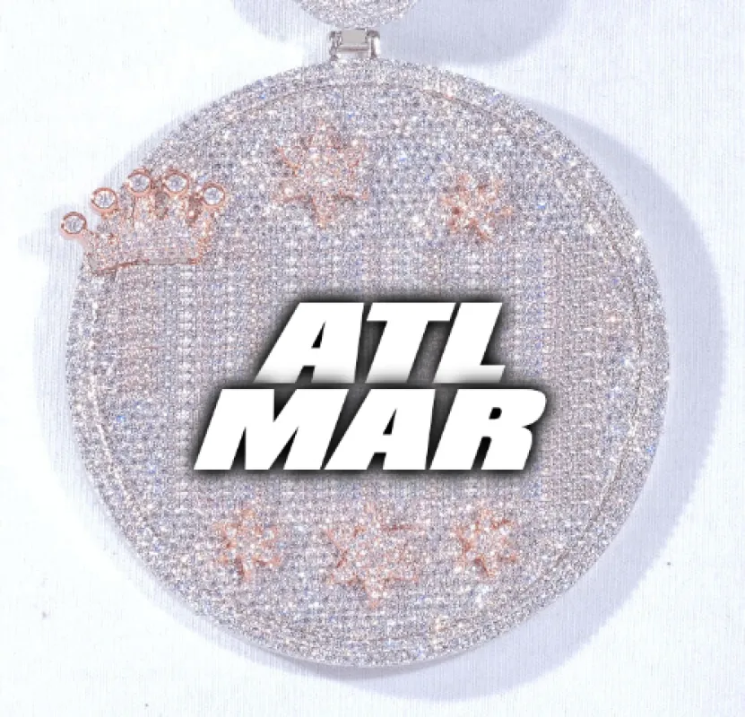 CUSTOM LETTER NECKLACE 3D BIG CROWN DISC sold by The GUU Shop