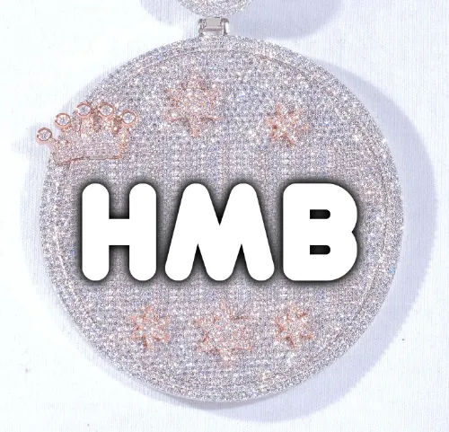 CUSTOM LETTER NECKLACE 3D BIG CROWN DISC sold by The GUU Shop