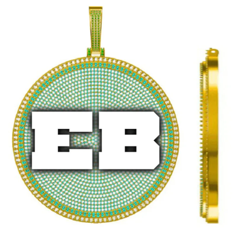 CUSTOM LETTER NECKLACE 3D BIG DISC sold by The GUU Shop