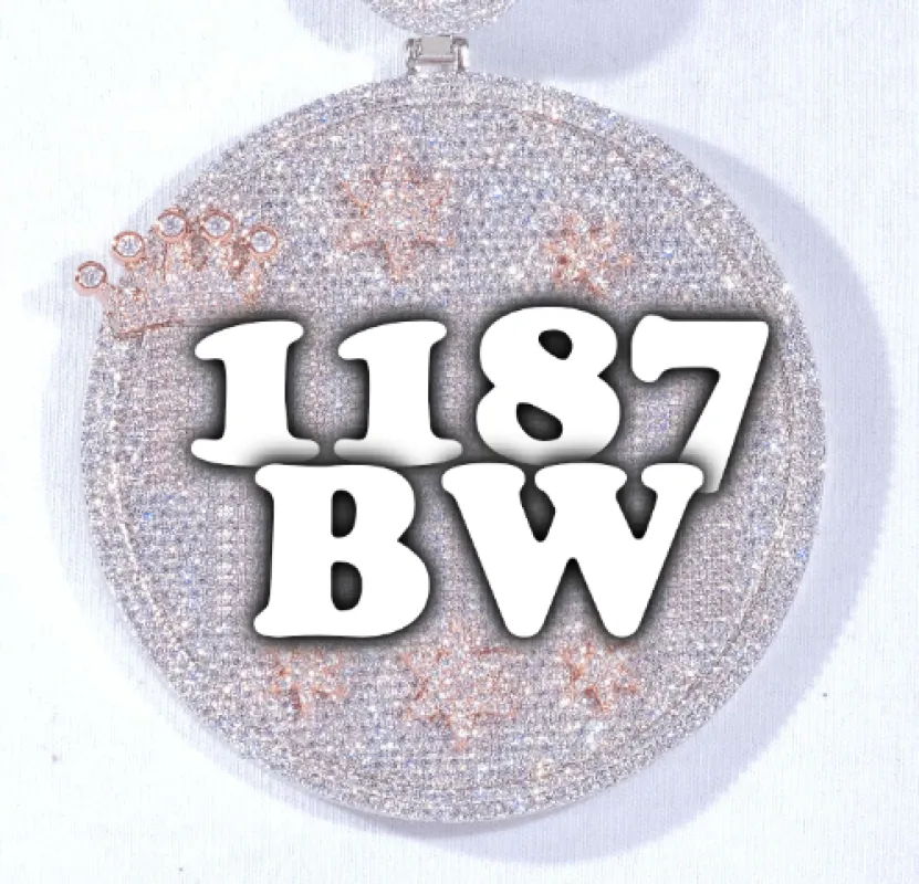 CUSTOM LETTER NECKLACE 3D BIG CROWN DISC sold by The GUU Shop