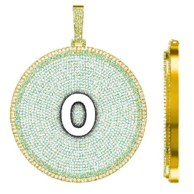 CUSTOM LETTER NECKLACE 3D BIG DISC sold by The GUU Shop