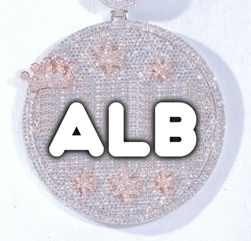 CUSTOM LETTER NECKLACE 3D BIG CROWN DISC sold by The GUU Shop