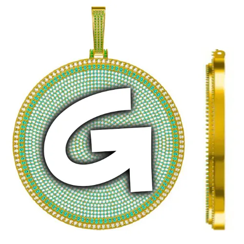 CUSTOM LETTER NECKLACE 3D BIG DISC sold by The GUU Shop