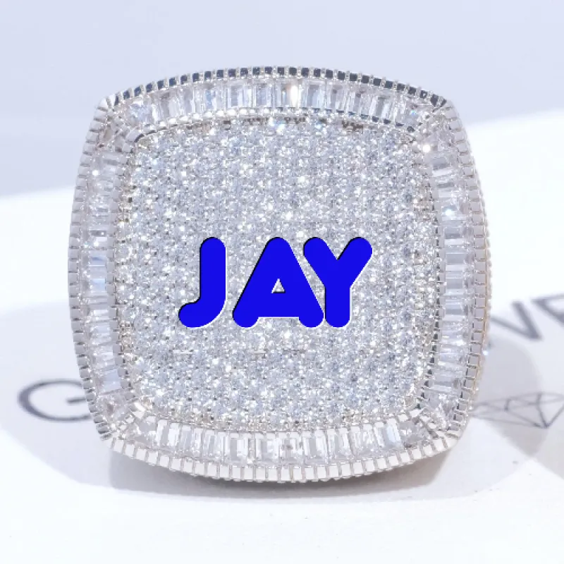 CUSTOM LETTER 3D ICED RING sold by The GUU Shop