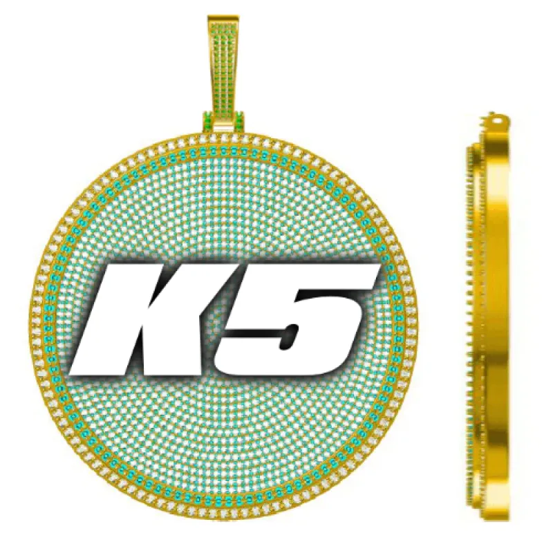 CUSTOM LETTER NECKLACE 3D BIG DISC sold by The GUU Shop