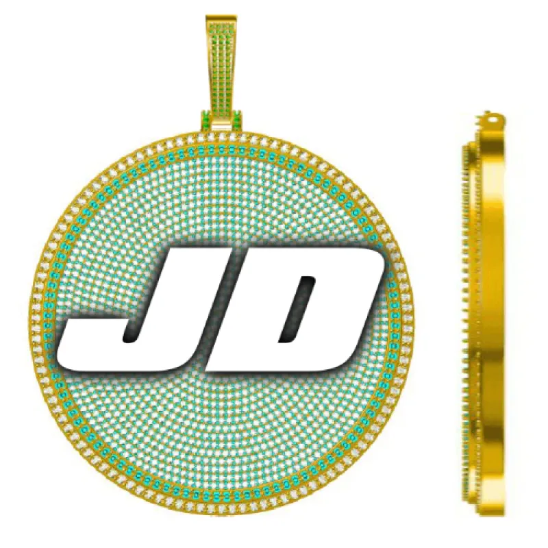 CUSTOM LETTER NECKLACE 3D BIG DISC sold by The GUU Shop