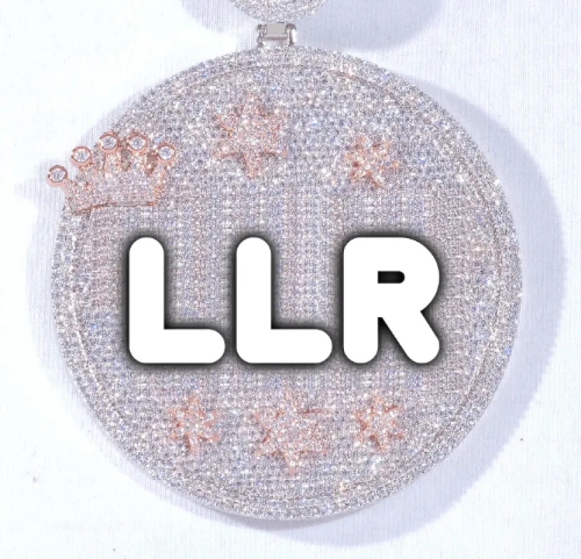 CUSTOM LETTER NECKLACE 3D BIG CROWN DISC sold by The GUU Shop