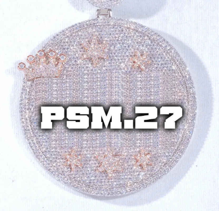 CUSTOM LETTER NECKLACE 3D BIG CROWN DISC sold by The GUU Shop