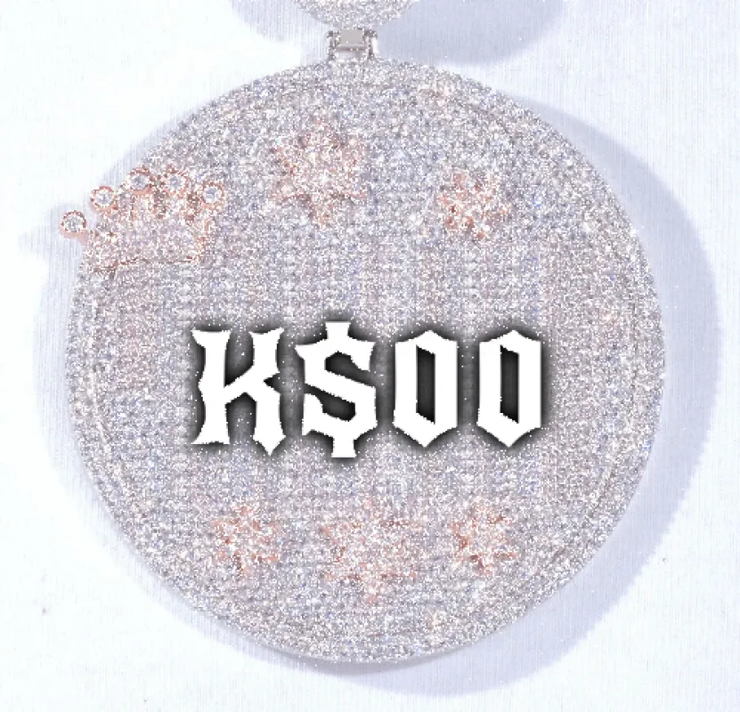 CUSTOM LETTER NECKLACE 3D BIG CROWN DISC made by The GUU Shop