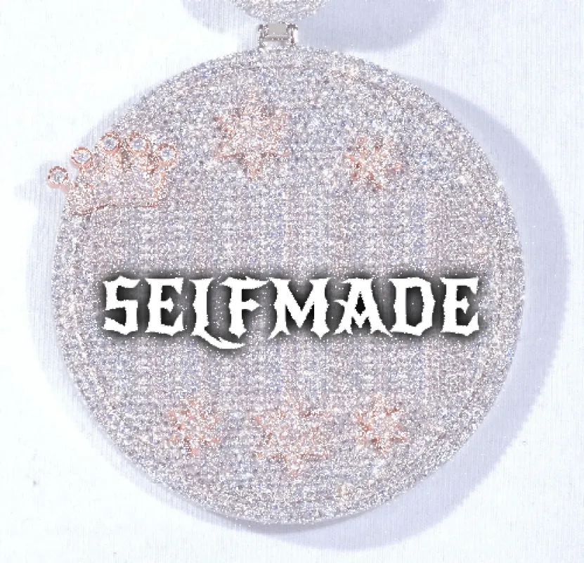 CUSTOM LETTER NECKLACE 3D BIG CROWN DISC sold by The GUU Shop