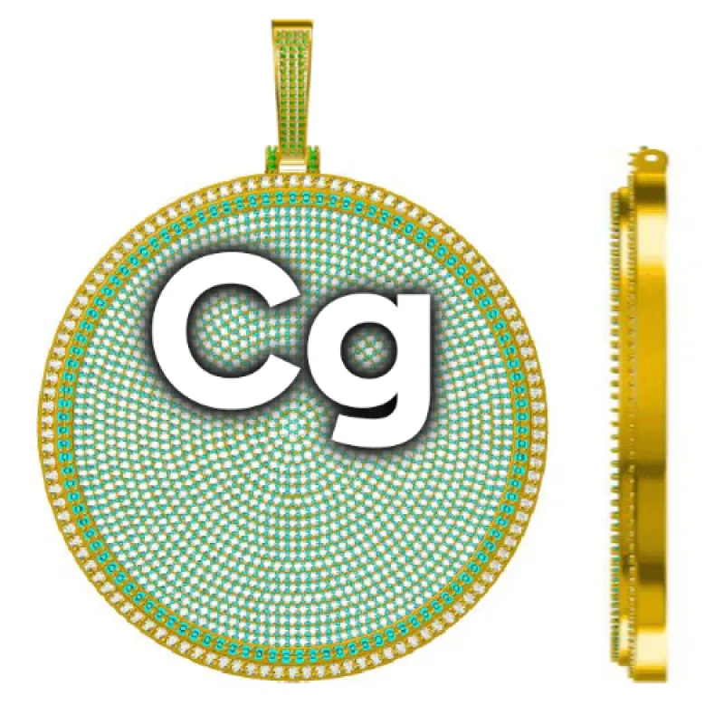 CUSTOM LETTER NECKLACE 3D BIG DISC sold by The GUU Shop