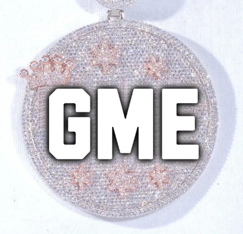 CUSTOM LETTER NECKLACE 3D BIG CROWN DISC sold by The GUU Shop