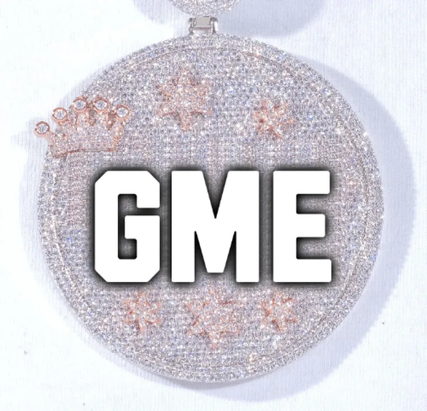 CUSTOM LETTER NECKLACE 3D BIG CROWN DISC sold by The GUU Shop