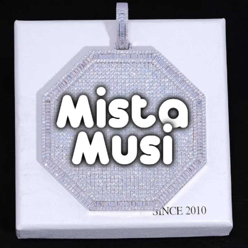 CUSTOM LETTER NECKLACE 3D BIG OCTAGON sold by The GUU Shop