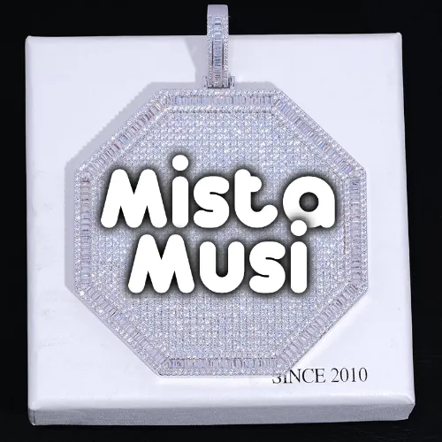 CUSTOM LETTER NECKLACE 3D BIG OCTAGON sold by The GUU Shop