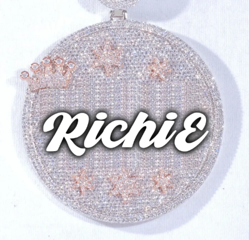 CUSTOM LETTER NECKLACE 3D BIG CROWN DISC sold by The GUU Shop