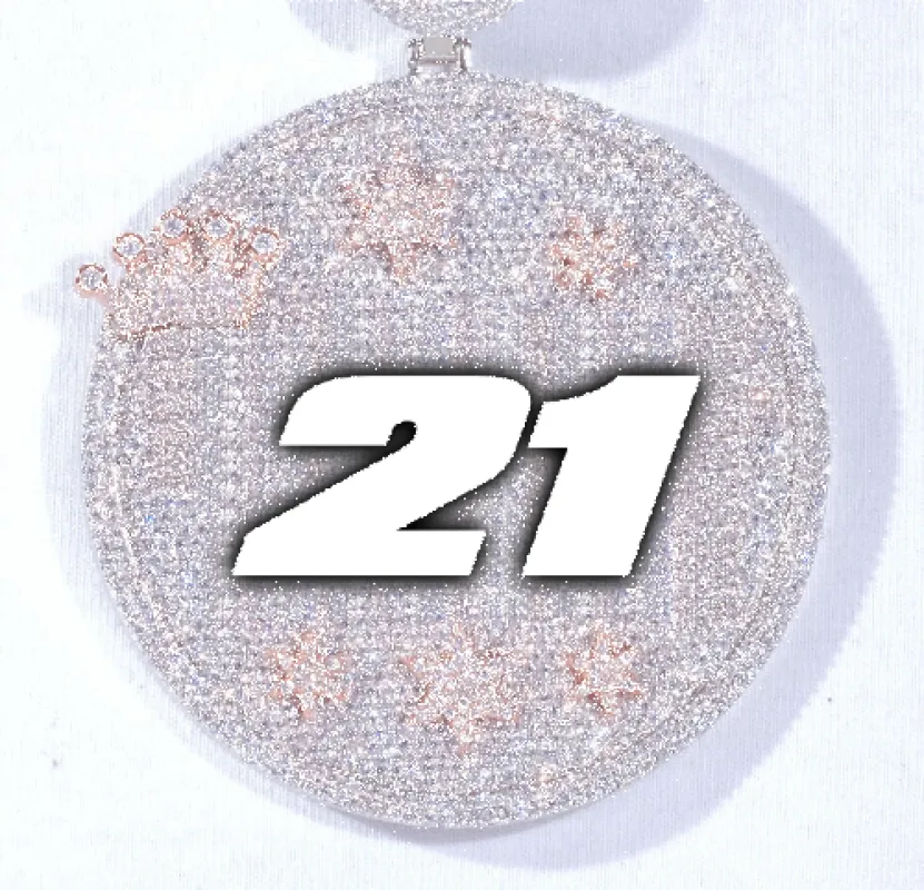 CUSTOM LETTER NECKLACE 3D BIG CROWN DISC sold by The GUU Shop