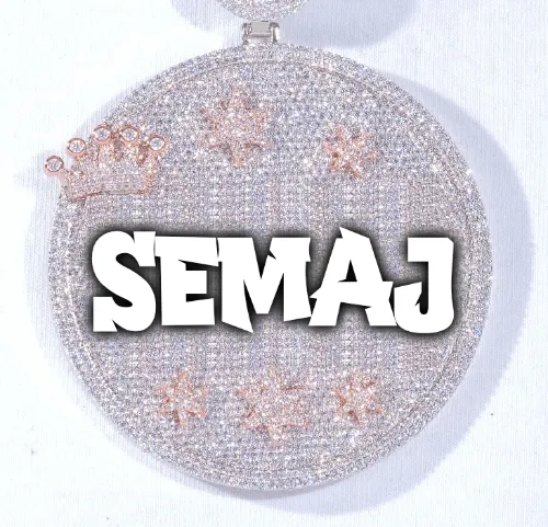 CUSTOM LETTER NECKLACE 3D BIG CROWN DISC sold by The GUU Shop