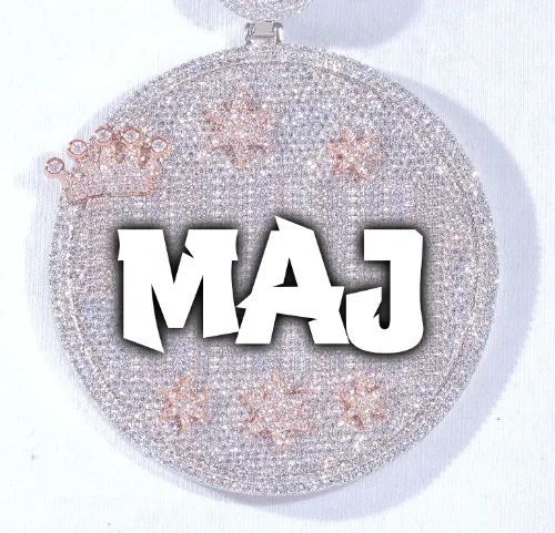 CUSTOM LETTER NECKLACE 3D BIG CROWN DISC sold by The GUU Shop