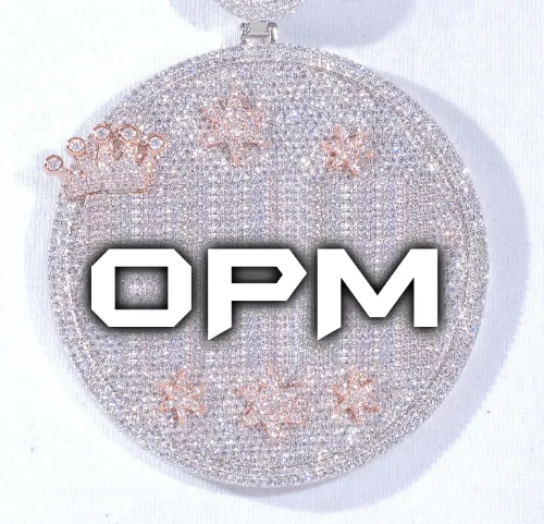 CUSTOM LETTER NECKLACE 3D BIG CROWN DISC sold by The GUU Shop