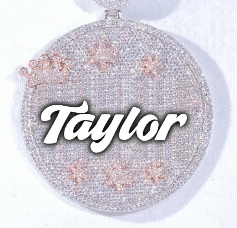 CUSTOM LETTER NECKLACE 3D BIG CROWN DISC sold by The GUU Shop